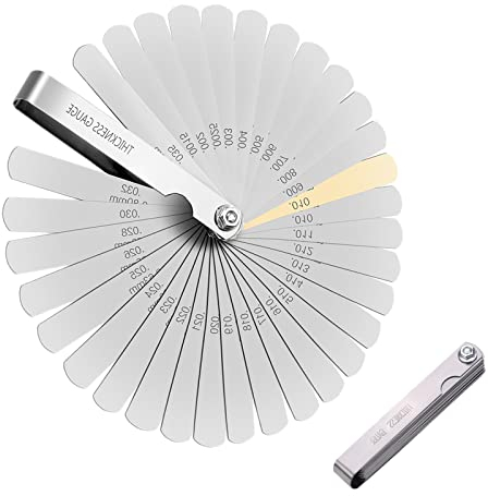 Fühlerlehren 32 Klingen Edelstahl Fühlerlehre Dual Marked Metric und Imperial Gap Messwerkzeug Abstandslehre für Messung Gap Breite/Dicke Größen (0,04-0,88 mm)