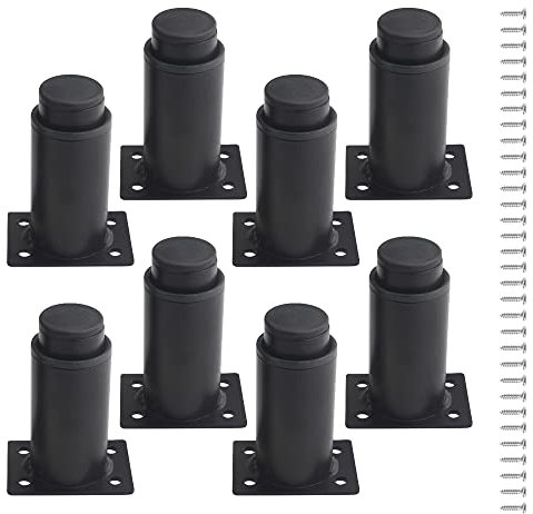 XINMEIWEN Lot de 8 pieds de meubles réglables en métal de 7,6 à 12,9 cm, pieds d'armoire, cadre de lit central robuste avec 16 vis pour table, lit, canapé (noir)