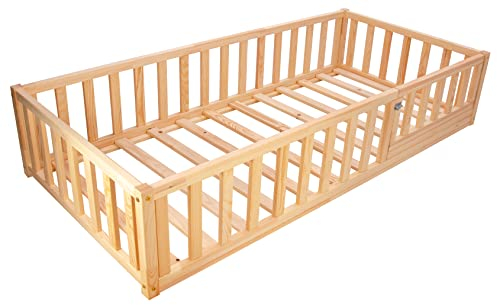 Best For Kids Natur Kinderbett mit Rausfallschutz Montessori 90x200 Ohne Matratze