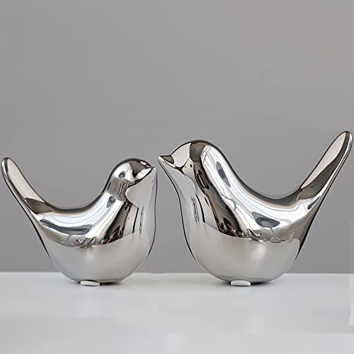 Fantesticryan Kleine Vogelstatuen, moderne Wohndeko, Dekofiguren für Wohnzimmer, Schlafzimmer, Schreibtisch, Schränke, Größe M und L, Goldfarben