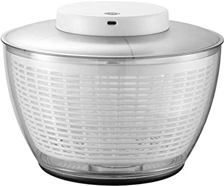 BAMBW Salatschleuder mit großem Fassungsvermögen von 4,5 l, über USB aufladbar, Reinigung, Dehydrierung und Aufbewahrung, 3-in-1, schneller und einfacher Gemüsetrockner, Obstwäscher(A)