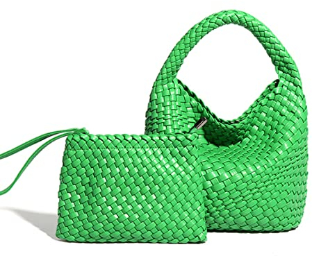 LEGVAEY Handgefertigte Vintage-Einkaufstasche, Handtasche, Reisetasche, Handtasche, Damen, Sommer, Strand, große Kapazität, Schultertaschen, grün, in