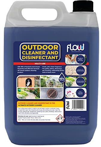Flow 5 Litre Ultimate Outdoor Cleaner & Disinfectant Fluid | Kills 99.9% of Bacteria | For Use On Paths, Patios, Decking, Pet Housing, Greenhouses, Gardening Tools, Drains (5 Litre)