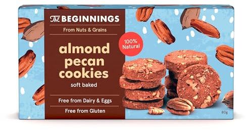 The Beginnings Almond Pecan Cookies 80g – Soft-Baked Gluten Free, Vegan & Dairy Free, Palm Oil Free, Almonds & Pecan Nuts, Coconut Sugar, Free From Cookies