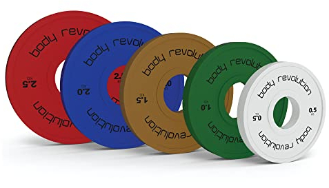 Fractional Olympic Weight Plates 0.5kg - 2.5kg - Coated Cast Iron Weight Discs, Powerlifting & Bodybuilding Weights - Home Gym Equipment for Strength Training & Workouts by Body Revolution Full Set