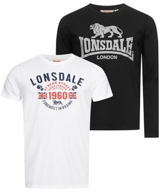 Lonsdale Herren T-Shirt und Langarmshirt Normale Passform Doppelpack FINTONA