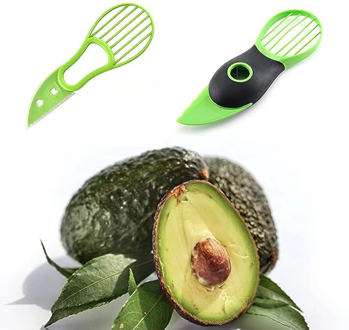 CuiCanfla Avocado-Schneider, Schäler und Öffner, 3-in-1, 2 Stück Avocado-Fruchtfleischtrenner, zum Schälen und Entbeinen, Grün
