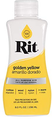 Rit Dye - Tinte líquido para tela de 8 onzas para ropa, decoración y manualidades, amarillo dorado con fijador de color