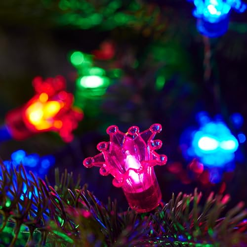 Lights4fun Catena di luci per albero di Natale, 30 m, 300 LED, in stile retrò, accoppiabile, per esterni e interni, multicolore, alimentata a corrente elettrica, per esterni