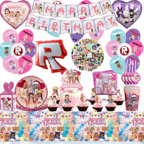 135pcs Decoración De Fiesta ,Decoracións Globos Robllox,Set De Decoración De Cumpleaños De Robllox,Cumpleaño Fiesta Decoración Robllox, Globos De Cumpleaños Para Niños