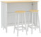 HOMCOM isla central de cocina con 2 taburetes, conjunto de mesa y taburete de bar con almacenamiento y encimera abatible, 2 armarios 4 puertas, diseño moderno, blanco