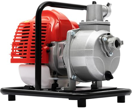 LANNADD 40.2cc Benzin Wasserpumpe, 2 Takt 1 Zoll Garten Pumpe Schmutzwasser Pumpe Zapfsäule Teich Pumpe, für Die Großflächige Beregnung Von Gärten und Wasser Zur Brandbekämpfung