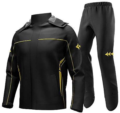 Fesjoy Chaqueta y pantalón impermeables para motocicleta, ropa de lluvia para ciclismo, con bolsa de almacenamiento, chubasquero transpirable