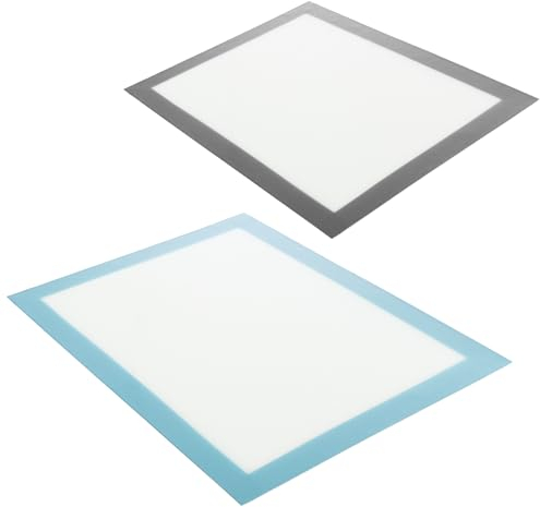 com-four® 2x Silikon Backmatte wiederverwendbar - Dauerbackmatte für Backofen bis 220 °C - Backmatte beidseitig beschichtet - 30 x 40 - grau/blau (2 Stück - grau/blau)