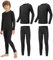 AMZSPORT Thermounterwäsche für Kinder, Skiunterwäsche und Funktionsunterwäsche für Fussball und Training im Winter, Thermowäsche für Mädchen und Jungen, Schwarz-2Sets L