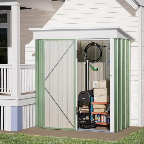 UDPATIO Metall Gartenhaus mit 1.5 m², Pultdach - 162 x 92 x 180 cm für den Außenbereich, Geräteschuppen, Fahrradgarage, Verzinkter Stahl mit Abschließbarer Tür für Hinterhof,Grüner