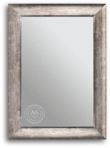CLAMARO 'Porto' Antik Wandspiegel 50x80 cm mit Rahmen | Silber Antik | Shabby Chic Vintage Barock Spiegel mit Holzrahmen | Barockspiegel inkl. Metall Aufhänger und Montagematerial
