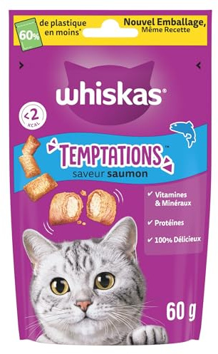Whiskas Temptations Saumon Friandises pour Chats 60g - Lot de 6