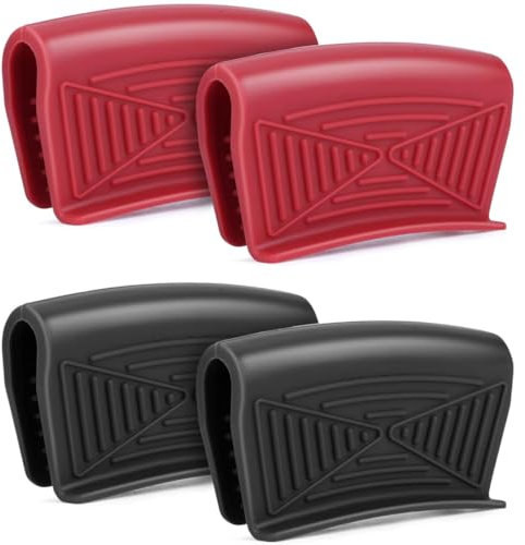 NHPY Supports de poignée de Casserole Chaude d'assistance en Silicone, couvercles de poêle Chaude Manchon de Support de Casserole Poignée isolée antidérapante et résistante à la Chaleur, 2 paires