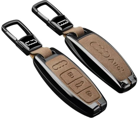 Autoschlüssel Hülle kompatibel mit Audi A1 A3 A4 A5 A6 A7 A8 Q7 Q8 TT 3-Tasten Keyless für Audi mit Leder Schlüsselanhänger