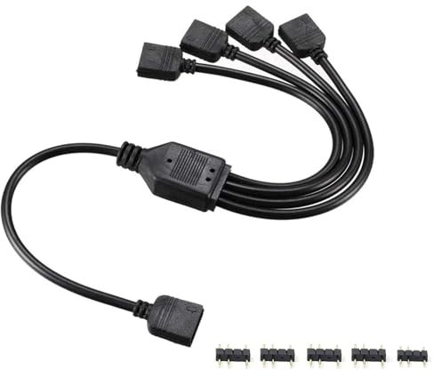 Lunpog Splitter 1zu 4 Splitterkabel Y-Kabel 5V 4PIN ADRESSABLE RGB,Splitter für Gehäuselüfter Splitterkabel Verlngerung,Schwarz, 30cm