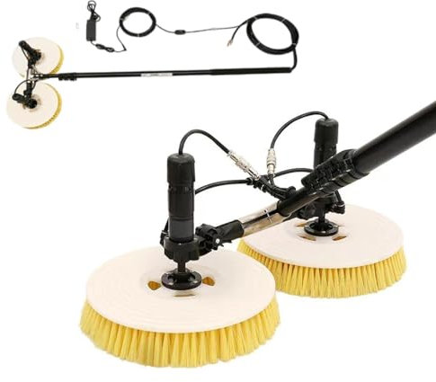 twostronking Doppelkopf-Solar-Reinigungsbürste, 65 cm Reinigungsbereich, Mit 750 cm Teleskopstange, Einstellbare Länge, Anwendbar Für Kraftwerke, Solarkraftwerke Usw.,7.5m