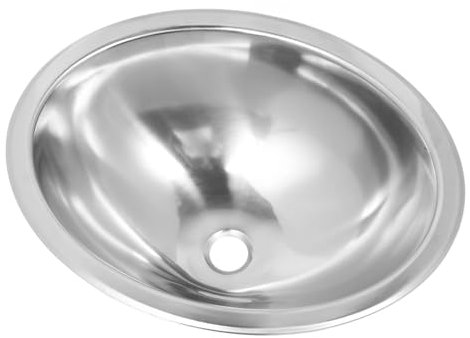 Fregadero Ovalado de Acero Inoxidable 304 RV - Lavamanos de 446x346x150 Mm con Salida de Drenaje de 40 Mm para Cocina, Autocaravana y Barco