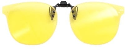 Clip On Nachtfahrbrille für Autofahrer mit Tasche, Polarisierte Nachtbrille für Herren Damen, Hochklappen Reduziert Effektiv Helle Lichter, Nacht Brille Auto Night Driving Glasses Gelbe Brille