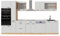 Vicco Küchenzeile R-Line, Weiß Landhaus/Goldkraft Eiche, 350 cm, AP Marmor