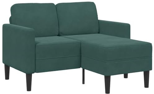 vidaXL 2-Sitzer-Sofa mit Chaiselongue L-Form Dunkelgrün 125 cm Samt, 2-Sitzer-Sofa für Schlafzimmer, Zweisitzer-Couch