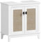 HOMCOM Mueble para Debajo del Lavabo Armario de Baño con Pie con 2 Puertas de Ratán PE 2 Estantes y Sistema Antivuelco para Cuarto Baño 60x30x60 cm Blanco
