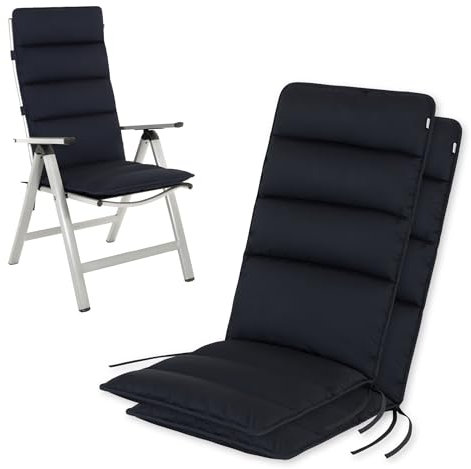 HAVE A SEAT Living - Hochlehner Auflagen | Flair (2er Set) - Gartenstuhlauflagen 120x48 cm - Bequem, Wetterfest, Waschbar bis 95° C - Made in Germany (2 Stück | 120x48 cm, Marine Blau)
