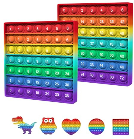 Bdwing Push and Pop Bubble Fidget Toy, Silikon Sensorisches Rainbow 1x1 Lernen Spiel Lernspielzeug für Kinder Einmaleins Spiel Digitaler, Geschenk für Jungen, Mädchen (Multiplikationsbrett-1 Pack)