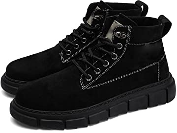 ETZRYSYB Stivali da uomo invernali da uomo più velluto caldo cotone, scarpe da uomo retrò casual in pelle, stivali da uomo con utensili alti per tutti gli abbinamenti, In velluto nero., 39 2/3 EU