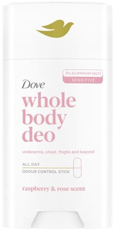 Deodorante Dove Stick Whole Body Deo 75ml, Deodorante per Tutto il Corpo, Profumo di Lamponi e Rosa, Protezione dagli Odori fino a 24 ore, Dermatologicamente Testato, Ginecologicamente Testato