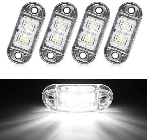4 PCS LED Seitenmarkierungsleuchten, 12/24V Anhänger Seitenleuchte Licht Weiß Seitenmarkierungsleuchten Lkw Universelle Positionslichter Für Lkw, Anhänger, Van, Boot, Auto, Vorder- und Rückleuchten