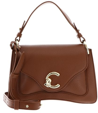 Coccinelle Leder Umhängetasche Handtasche C-Me Grained Leather Handbag Cognac braun