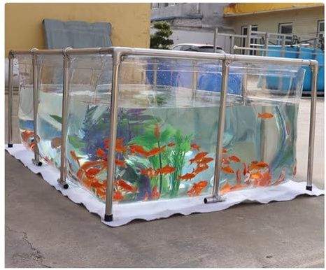Générique Bassin à Poissons Transparent pour Jardin - Réservoir d'eau temporaire Hors Sol Personnalisable, 300 x 200 x 60 cm, idéal pour la Pisciculture et la Piscine, Design Transparent et Durable