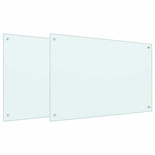 vidaXL Küchenrückwand 2 STK. Weiß 90 x 60 cm Gehärtetes Glas