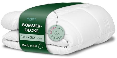Wendre Couette Légère Été 140x200 cm – 100 g/m² Ultra Légère, Microfibre