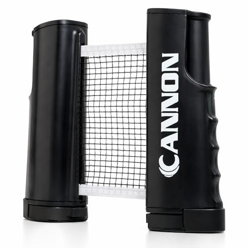 Cannon Sports Retractable Table Tennis Net – Clamp-On Portable Net for Any Table – Adjustable Length up to 6 Feet, Fits Tables up to 2 Inch Thick – Indoor & Outdoor Play