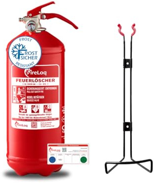 FireLoq 2kg Pulver Feuerlöscher für Brandklasse ABC mit 13A | 89B | C ergibt 4 LE Dauerdruck inkl. Prüfnachweis,Wandhalter und Manometer