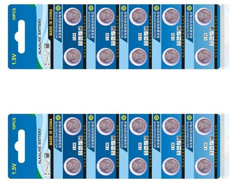 Paquete de 20 pilas alcalinas de botón LR44 AG13 de larga duración para juguetes electrónicos y relojes