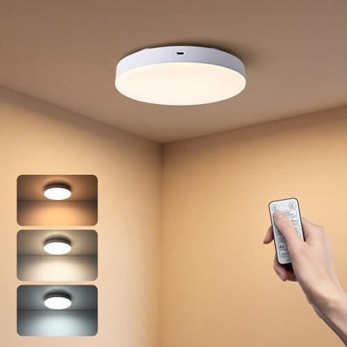 MERTTURM Plafón LED Techo con Sensor de Movimiento, 10000 mAh Lámpara con Mando a Distancia, Temporizador, Regulable, luz para Armario para Autocaravana, Ducha, Pasillo, Trastero, Garaje - 1pcs