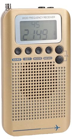 MENDUNER Air Band Funkempfänger, Vollband AM FM SW CB VHF Handfunkgerät mit LCD Display, Antenne mit Großer Reichweite, Wiederaufladbarem, Tragbarer Scanner für Unterwegs (Gold)