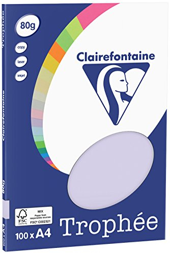 Clairefontaine 4102C - Ries Druckerpapier / Kopierpapier Clairalfa PPP, DIN A4, 80g, 100 Blatt, Lila, 1 Ries