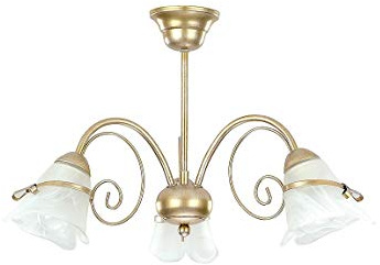 Licht-Erlebnisse Gemütliche Deckenleuchte in Gold Floraler Stil 3x E14 bis zu 60 Watt 230V aus Glas & Metall Küche Esszimmer Lampe Leuchten innen