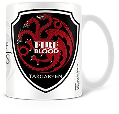 Targaryen - Tazza con stemma del Trono di Spade, in ceramica, colore: bianco