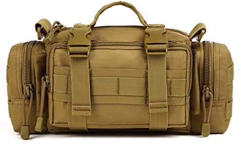 Huntvp Tattico Marsupio Grande Uomo Multifunzione Borsa a Tracolla Militare Molle per Sport Lavoro Outdoor Campeggio Escursione Ciclismo Trekking, Marrone