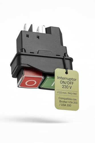 CubetasGastronorm ® Interruptor ON OFF BRAHER 320 96CP14001 Cortadora de Fiambre Profesional 230V 0.25A Ø22 mm Pulsador Seguridad 1NO 1NC Montaje Panel 50 Hz IPX Cocina Industrial Colectividades